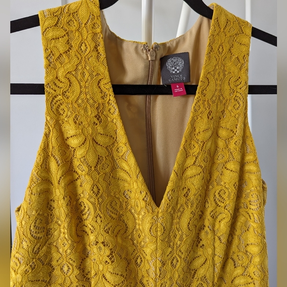 Vince Camuto Yellow Lace V-Neck Dress - Picture 2 of 4